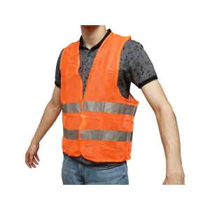 Vesta reflectorizanta portocalie pentru siguranta rutiera, vizibilitate ridicata, marime universala, obligatorie pentru autoturisme, camioane si activitati outdoor - Img 3
