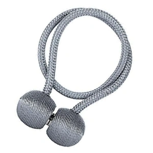 Accesoriu magnetic pentru perdele, snur textil impletit, 44 cm, gri antracit
