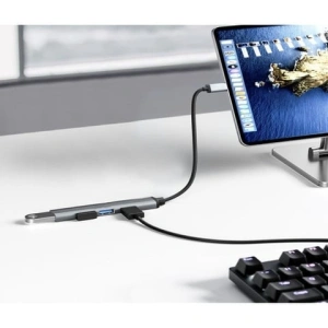 Adaptor USB cu 4 iesiri, transfer rapid de date, USB 3.0 si 2.0, carcasa aluminiu, Plug & Play, pentru laptop si PC - Img 7
