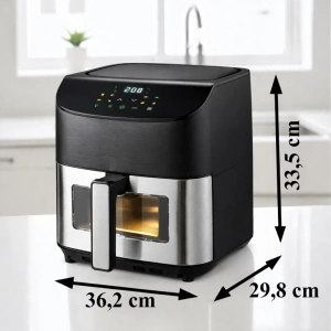 Air Fryer 6L cu fereastra de vizualizare, 1500W, 8 programe inteligente, panou tactil digital, temperatura reglabila 80-200°C, negru - Img 5