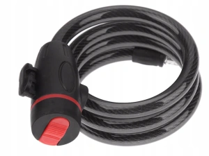 Antifurt bicicleta cu cheie, cablu din otel 120 cm, suport de montare pe cadru inclus, invelis PVC protector, sistem blocare rapida, negru - Img 2