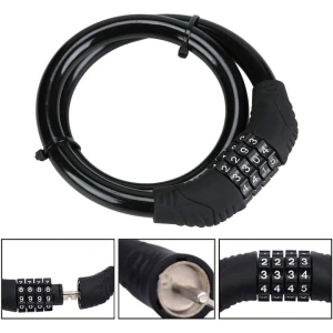 Antifurt cu cifru pentru biciclete, lungime cablu 41 cm, diametru 11mm - Negru - Img 3