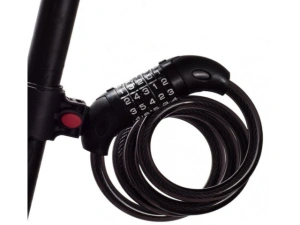 Antifurt cu cifru, suport de atasare pentru bicicleta, otel/PVC, lungime cablu 120 cm, negru - Img 8