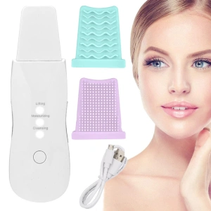 Aparat ingrijire faciala, lifting, curatare piele, cu 2 capete de silicon incluse - Alb - Img 2