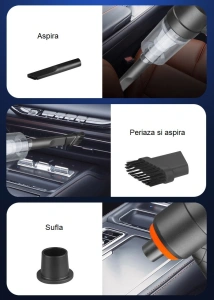 Aspirator auto, portabil, 2 in 1, aspirare si suflare, tip pistol, putere aspirare 5500 Pa, incarcare USB, negru - Img 5