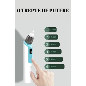 Aspirator nazal pentru bebelusi, electric, 2 capete diferite si 11 filtre, 6 viteze, putere 487 mmHg, albastru - Img 8
