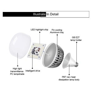 Bec foto LED 50W 6400K - lumina continua rece, fasung E27 - Img 3