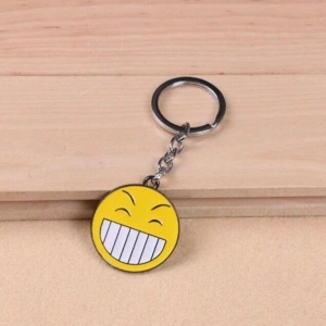 Breloc chei emoticon zambitor, fata comica, metalic, galben, 9.8 x 3.8 cm, inel 2.6 cm, accesoriu decorativ - Img 2