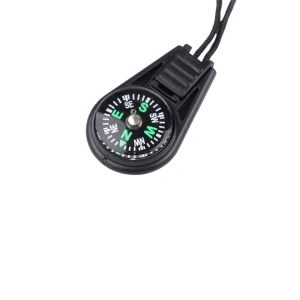 Breloc cu busola si snur, accesoriu drumetii camping orientare, compact si usor, negru, 13 cm - Img 2