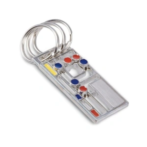 Breloc puzzle anti stres pentru 3 chei, bile colorate mobile, metal multicolor, organizare chei, design geometric modern