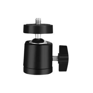 Cap sferic mini rotativ 360 grade cu prindere 1/4 pentru trepied, suport aluminiu pentru lumina LED, microfon, camera video si telefon
