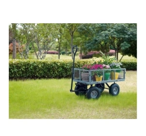 Carucior basculabil de curte,gradina,cadru metalic,roti pneumatice,sarcina maxima 200 kg - Gri - Img 4