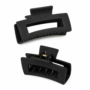 Clama par neagra 10.3 x 5 cm, cleste lat din plastic rigid, prindere puternica pentru coc, coada si par gros - Img 3