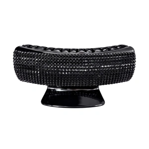 Clema par eleganta neagra cu cristale stralucitoare, model lat, prindere puternica, arc metalic rezistent, pentru coafuri sofisticate