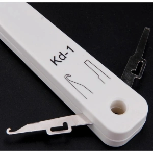 Cleste de sertizat LSA cu cutit KRONE si senzor, pentru conectarea cablurilor 0.35 mm si 0.7 mm, plastic + metal, alb, lungime 18 cm - instrument profesional pentru electricieni si tehnicieni IT - Img 6