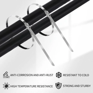 Coliere autoblocante inox 350 mm pentru instalatii, set 30 bride metalice din otel inoxidabil pentru cabluri, conducte si furtunuri - Img 3