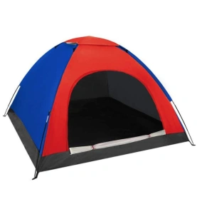 Cort camping cu plasa anti insecte,pentru 2-3 persoane,190x190x123 cm - Albastru/Rosu