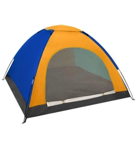 Cort camping cu plasa anti insecte,pentru 2-3 persoane,190x190x123 cm - Albastru/Portocaliu - Img 2
