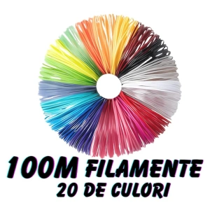 Creion 3D cu filament, violet alb, set complet 1.75 mm, 20 culori, 110 m, suport silicon, sabloane, degetare, ecran LCD, temperatura reglabila, duza ceramica - Img 2