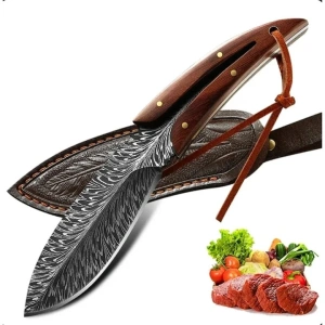 Cutit de vanatoare, otel inoxidabil/lemn, 20 cm, husa inclusa - Img 6
