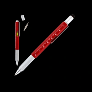 Dispozitiv multifunctional 6 in 1, pix, rigla, 2 surubelnite, boloboc si stylus pentru ecran tactil, 15 x 1.5 cm, rosu - un instrument practic, elegant si versatil pentru uz zilnic - Img 5