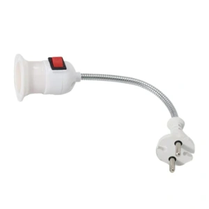Dulie cu intrerupator si stecher, cu bec LED E27 5W, alb neutru 4500K, brat flexibil 20 cm, alb - Img 6