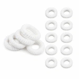Elastice albe pentru par, set 10 buc, diametru 2.5 cm, model spiralat flexibil, accesorii fara urme pentru prinderea confortabila a parului