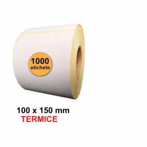 Etichete autoadezive termice albe 100 x 150 mm, 1000 etichete pe rola, manson 80 mm, imprimare directa fara ribon, pentru AWB, coduri de bare si expediere - Img 3