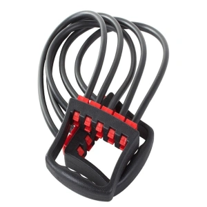 Extensor cu 5 benzi elastice de rezistenta pentru fitness - antrenament complet, portabil, reglabil, 67 cm, negru - Img 7