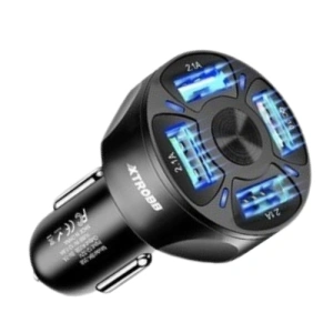 Incarcator auto 12-32V, incarcare rapida, 4x USB + cablu incarcare rapida 3in1 115 cm - Negru - Img 2