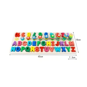 Joc alfabetic pentru copii, din lemn 3 in 1, logaritmic cu litere si cifre - Multicolor - Img 3