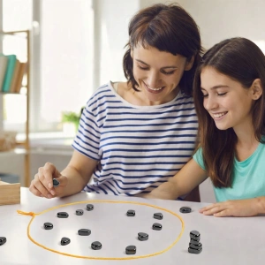 Joc logic cu pietre magnetice, 30 piese, joc tactic de societate pentru 1-4 jucatori, provocare interactiva pentru copii si adulti - Img 4