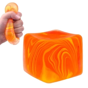 Jucarie antistres portocaliu 3.5 x 3.5 x 3.5 cm, cub squishy cu revenire lenta, fidget senzorial din TPR, pentru copii si adulti