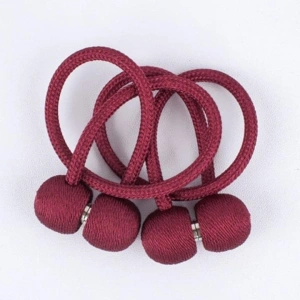 Kit 2 prinderi magnetice pentru perdele si draperii, snur decorativ impletit, 44 cm, rosu bordo - Img 5