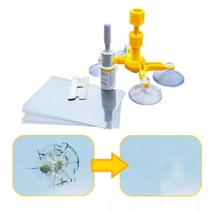 Kit complet de reparatie parbrize auto, 4 ventuze - Galben - Img 3