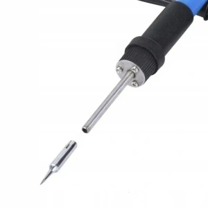 Kit pentru lipit, 15 piese, pistol de lipit 60W temperatura ajustabila 200-450°C, ceramic, 5 capete, pompa dezlipire, suport, husa depozitare, portocaliunegru - pentru bricolaj si uz profesional - Img 5