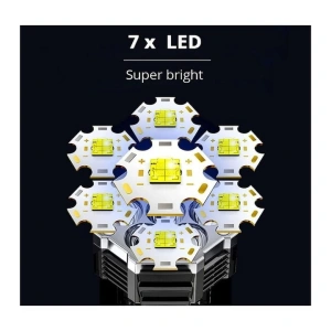 Lanterna portabila, 7 LED-uri, 4 moduri de iluminare, indicator nivel baterie, ABS, rezistenta la apa, negru - Img 5