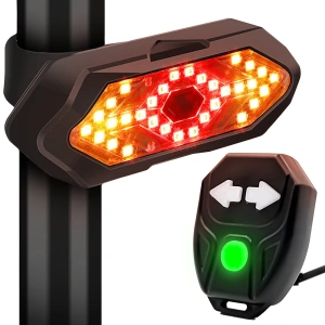 Lumina spate bicicleta cu semnalizare, IPX4, reincarcabila USB, 5 moduri de iluminare, telecomanda pe ghidon, 900 mAh, 9.4 x 3.3 cm, neagra - siguranta maxima si vizibilitate in orice conditii - Img 10