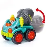 Masina betoniera pentru copii, turcoaz cu gri antracit, 7.4 x 5.9 x 4 cm, vehicul de santier cu cuva mobila, roti functionale, ambalaj PVC - Img 3