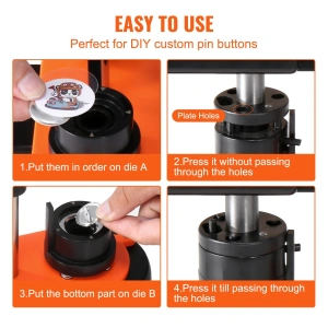 Masina de productie a insignelor, dispozitiv 25 mm, kit complet cu 500 piese, maner ergonomic, ideal pentru personalizare, branding, ateliere creative si activitati DIY - Img 5