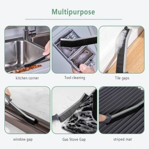 Perie pentru curatare spatii inguste, greu accesibile, maner ergonomic, diverse suprafete, plastic, 23 x 2 cm, negru - Img 2