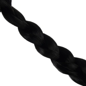 Peruca feminina lunga pentru costume si petreceri tematice, doua codite impletite, par sintetic negru, 55 cm - Img 6