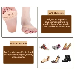 Protectii din silicon pentru picioare, previn durerile si bataturile, lavabile, reutilizabile, anti-alunecare, elastice, potrivite pentru orice incaltaminte, marime universala, crem - Img 6