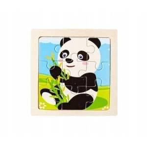 Puzzle educativ cu suport din lemn, set 4 modele animale, 11 x 11 cm, 9 piese fiecare, joc de logica si asociere pentru copii 3+ ani - Img 3