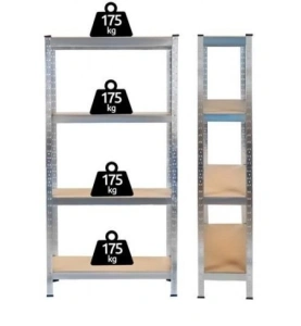 Raft metalic pentru depozitare cu 4 polite, capacitate175kg/polita, total 700kg,150x75x30cm - Img 3