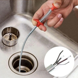Sarpe pentru desfundat tevi, cu carlig, flexibil, metal/plastic, multifunctional, lungime 60 cm, rosu - Img 6