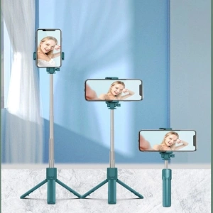 Selfie stick 3 in 1, brat extensibil, trepied, telecomanda bluetooth, rotire 360 grade - Negru - Img 4
