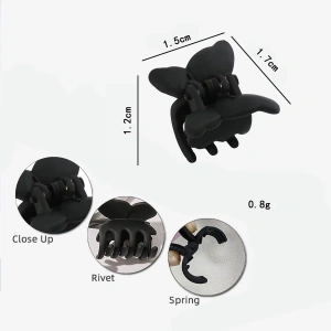 Set 100 cleme par mici negre tip fluture, 1.5 cm, prindere puternica, arc metalic rezistent, pentru fixare precisa suvite - Img 5