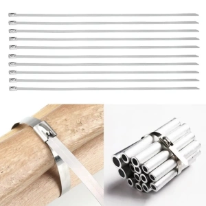 Set 100 coliere metalice inox 150 mm, bride autoblocante din otel inoxidabil pentru prinderea cablurilor, furtunurilor si tevilor, rezistente la rugina, uz profesional - Img 3
