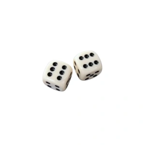 Set 100 zaruri, albe cu puncte negre, latura 10 mm, pentru jocuri de societate sau jocuri de noroc - Img 4